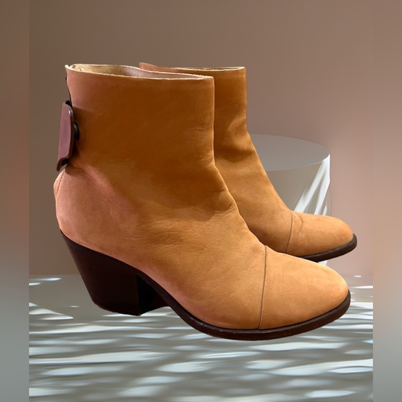 Rag & Bone Ryland Nubuck Ankle Boot Tan Ladies Au 4.5 /EU36 -Block Heel RRP $550 - Picture 2 of 11